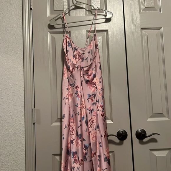Intimately Free People Satin Slip Dress –Size Small | Pink Floral Open Back Maxi - Picture 6 of 6